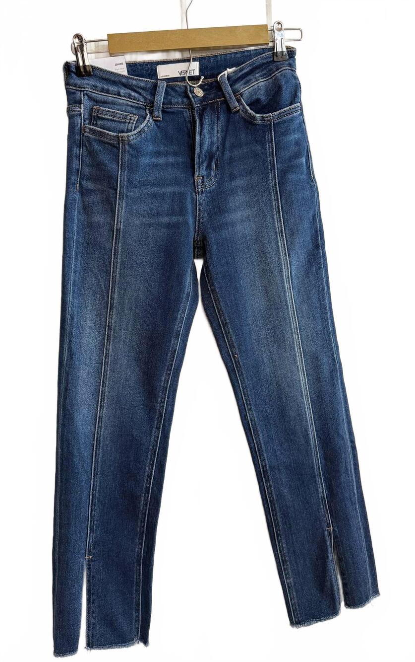 NEW VERVET BY FLYING MONKEY women's jeanne high-rise straight-leg jean in dark w